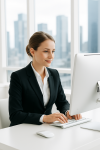Frau am Schreibtisch mit PC
